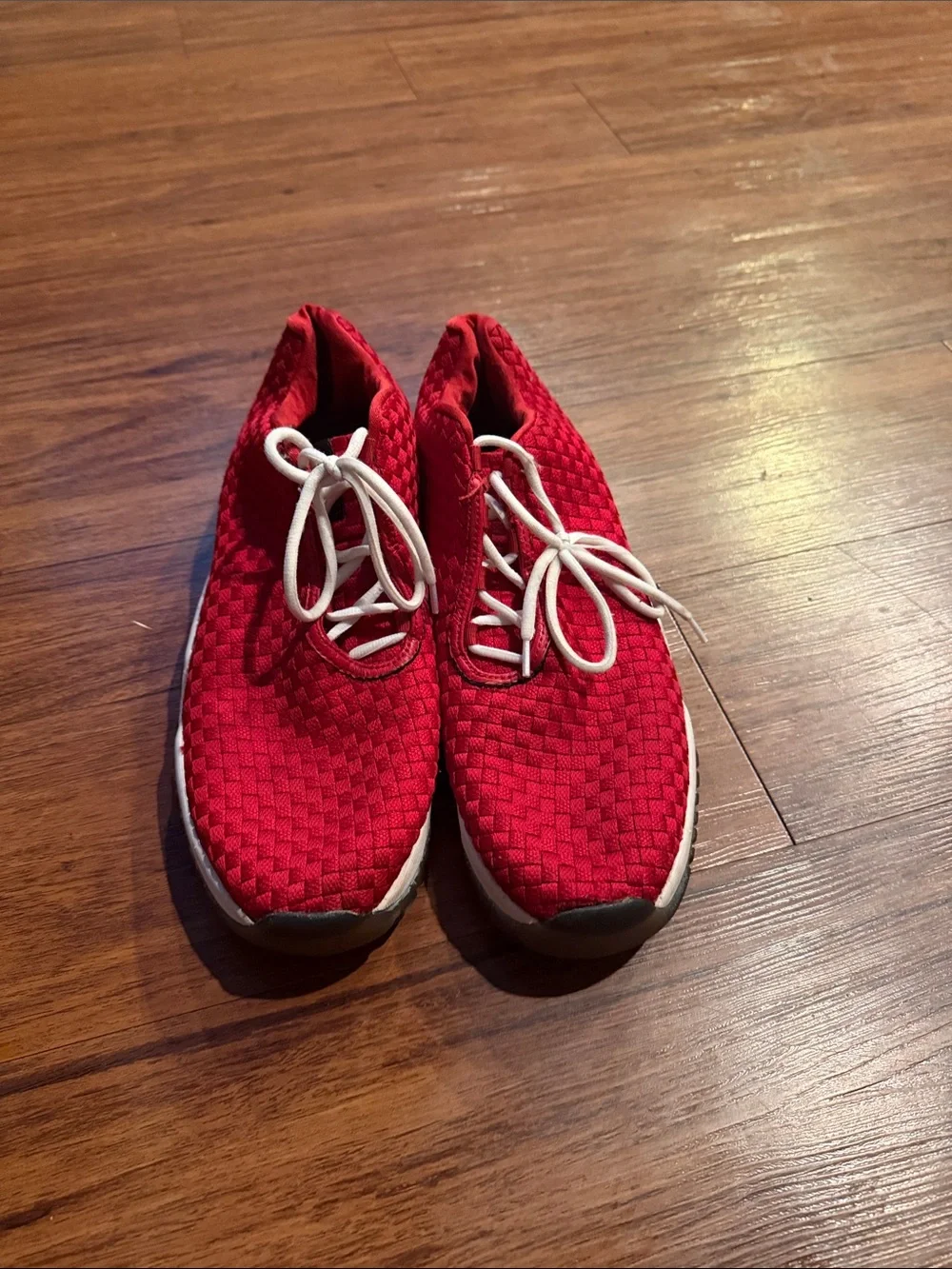 Jordan Men's Red Woven Athletic Shoes with White Laces